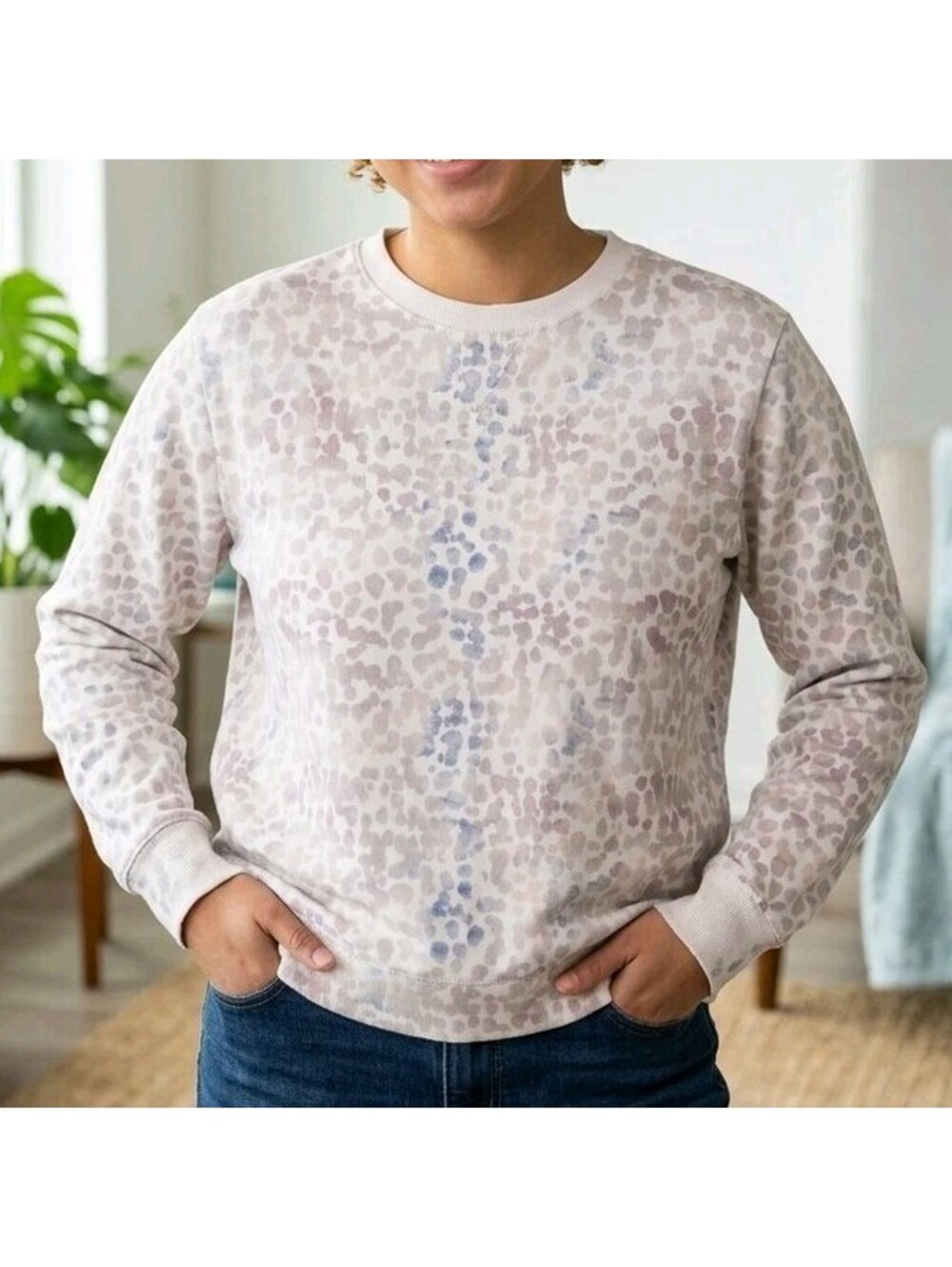 Stars Above Women Sweatshirt XL Animal Leopard Print Perfectly Cozy Pullover